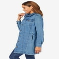 thumbnail image 4 of Jessica London Women‘s Plus Size Long Denim Jacket Oversized Jean Jacket - 18 W  Medium Stonewash, 4 of 6