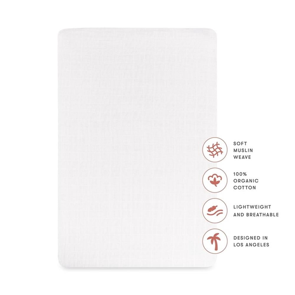 Pemberly Row 18x28" Modern Organic Cotton Bassinet Sheet in Plain White
