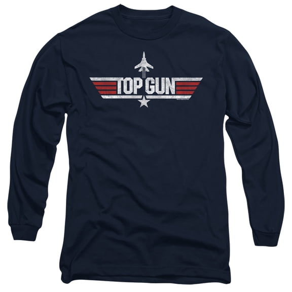 Top Gun Logo Navy Unisex Adult Long-Sleeve T Shirt (Medium) Logo Navy