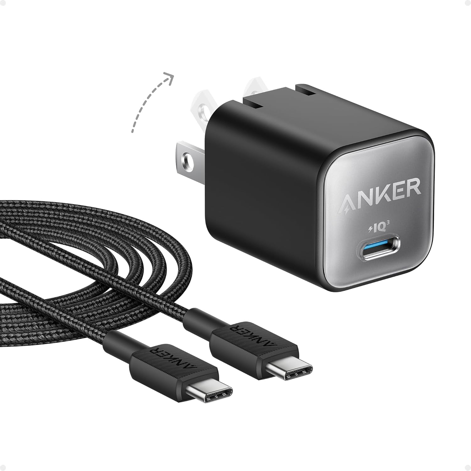 RGHJAR-Anker Nano USB C Charger Block, 30W PIQ 3.0 Foldable iPhone Charger Fast Charging for iPhone 17/16 Series, Galaxy, iPad, Compatible with MagSafe