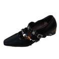 thumbnail image 2 of GERsome Women's Pumps Shoes Low Block Heels Closed Pointy Toe Ankle Strap Wedding Party Work Dress Shoes, Black Size 6, 2 of 9