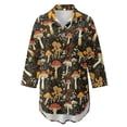 thumbnail image 4 of Xoenoiee Mushroom Flower Print Bathing Suit Cover Up Shirt for Women Button Down Beach Cover Ups Side Split Swimsuit Coverup Lapel Collar Blouse, XL, 4 of 7