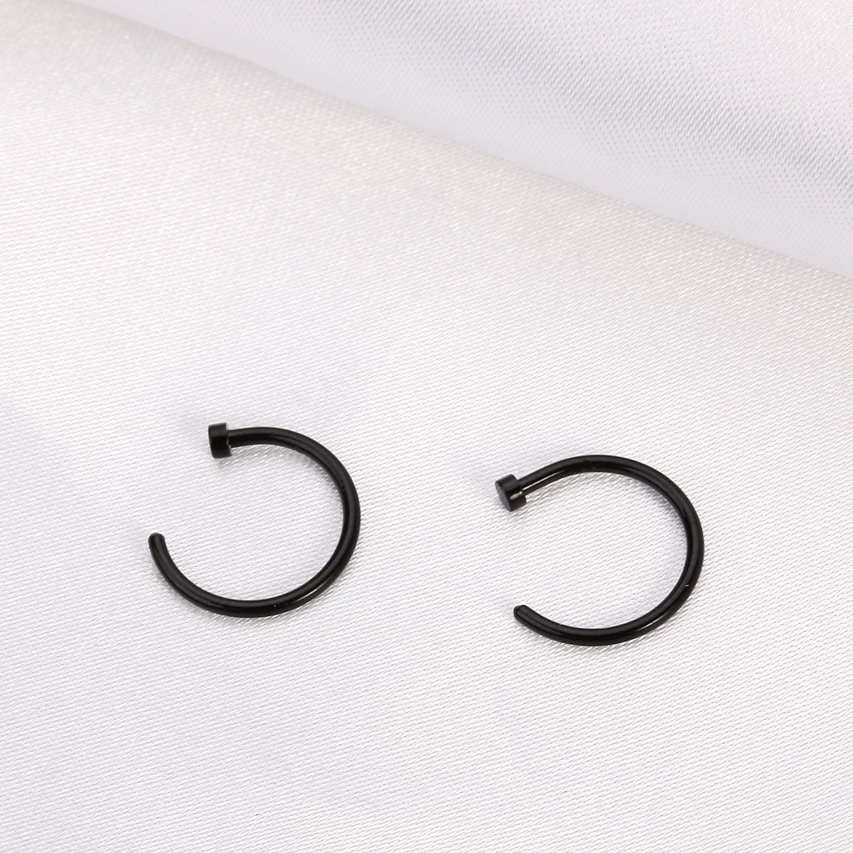 FRCOLOR Black Titanium Steel Open Nose Ring for Daily Wear Comfortable Cshaped Hoop 10mm