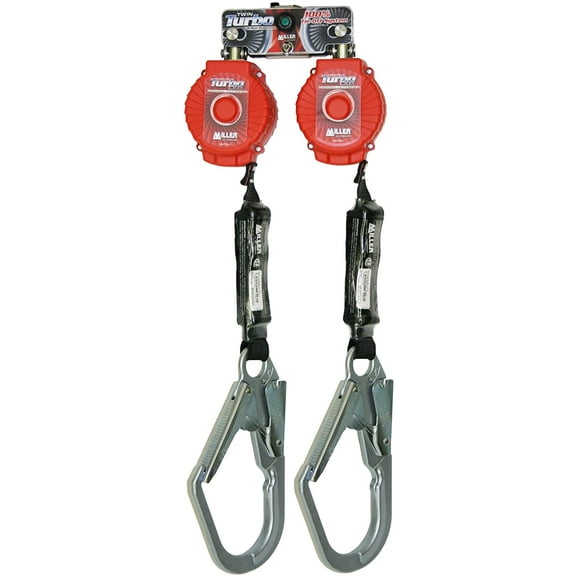 Miller Twin Turbo 6-Foot Fall Protection System with D-Ring Connector and Steel Locking Rebar Hooks (MFLB-4-Z7/6FT)