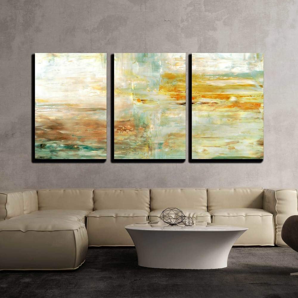Wall26 3 Piece Canvas Wall Art - Brown and Green Abstract Art Painting