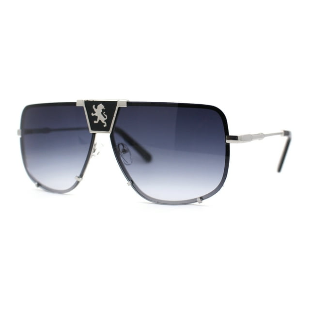 Mobster Flat Top Rimless Luxury Sport Fashion Racer Sunglasses Silver Smoke