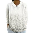 thumbnail image 1 of T-shirts en Lin pour Femmes Chemise à Col à Manches Longues Blouses Ultra Douces Texturées Chandail en Molleton Athlétique Extensible Chandail Automne Hiver Blouses, 1 of 5