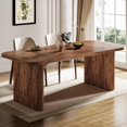 thumbnail image 3 of Farmhouse Dining Table for 4-6 People, 62-Inch Modern Kitchen Table with Double Robust Pedestal, 3 of 5