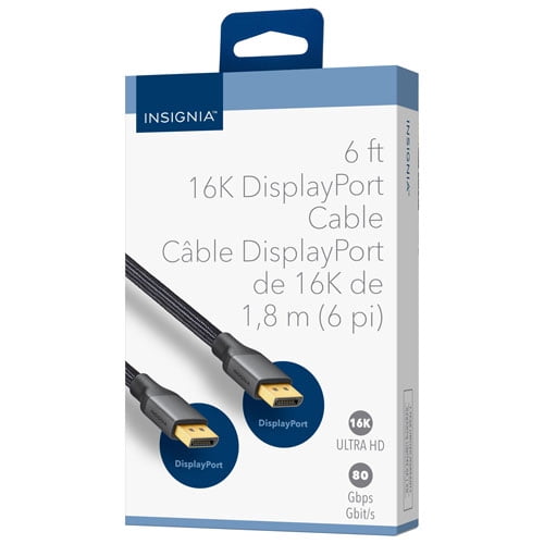 Insignia 1.8m (6 ft.) DisplayPort Cable – High-Speed DP to DP, 16 K Ultra HD Video (NS-PCDPDP626-C)