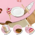 thumbnail image 2 of Tablecloth Ice Cream Dessert Food Pattern Colorful Summer Sweet Treats Waterproof Round Cover with Elastic Edges for Dining, 2 of 3