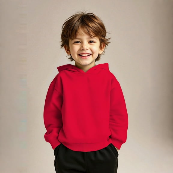 Girls Hoodies Thickened Red Hooded Casual Long Sleeve Classic Hoodie Winter Clothes 18-24M Boys Clothes