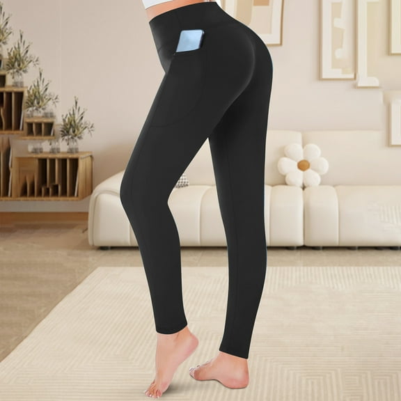 Leggings for Women under $5! Cagogo Athletic Leggings For Women with Pockets High Waist Tights Leggings Cycling Workout Soft Stretch Tummy Control Butt Lifting Black Leggings