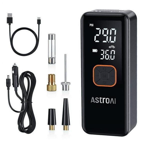 AstroAI L2 Tire Inflator Portable Air Compressor, Cordless Car Tire Pump with 6600 mAh Battery & DC Cord