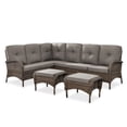 thumbnail image 3 of PARKWELL Outdoor Sectional Sofa Furniture Set,Patio Wicker L Shaped Couch High Back Conversation Set with Ottomans for Garden Yard,Brown Wicker Gray Cushion, 3 of 10