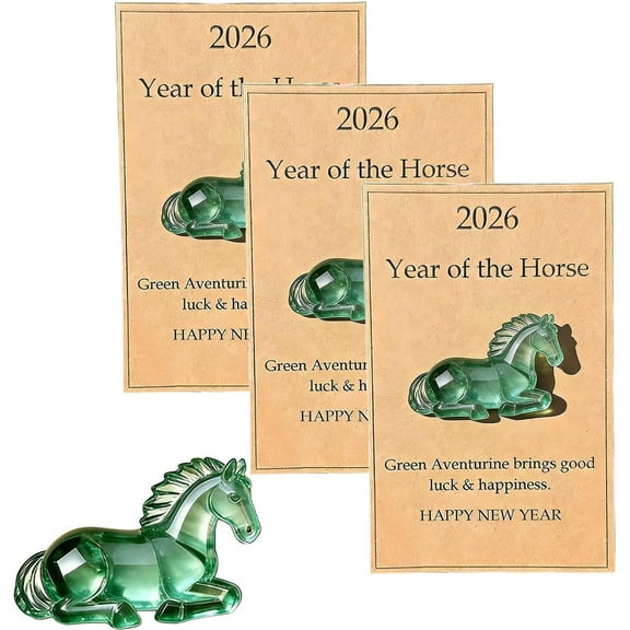 2026 New Year Lucky Crystal Horse Figurine with Card - Symbol of Strength Progress & New Beginnings Meaningful Gift for Friends(LR 3 PCS)
