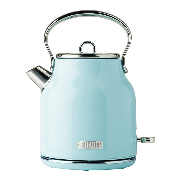Haden Heritage 1.7 Liter Stainless Steel Electric Tea Kettle Light Blue Turquoise 75004