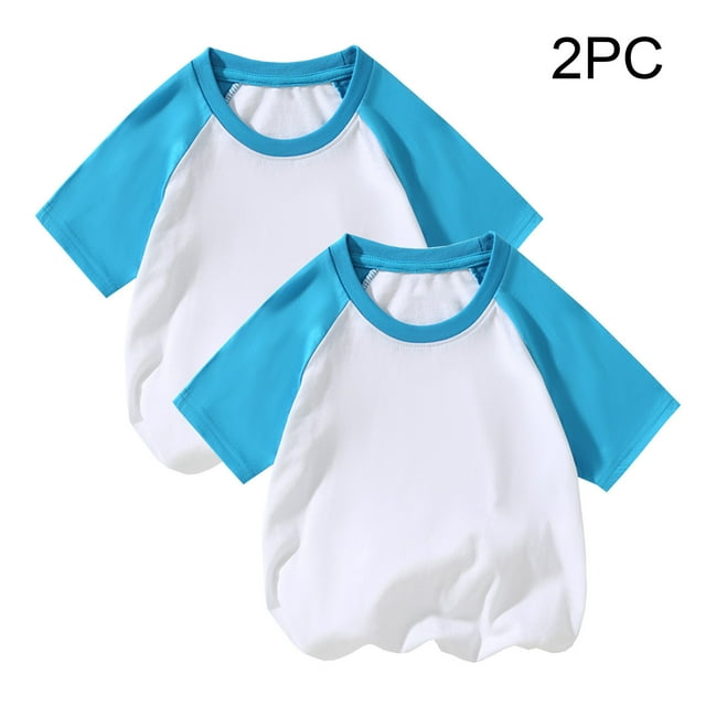 asjyhkr 2 Pcs Vêtements d'Été pour Bébés Filles Garçons T-Shirts à Manches Courtes en Coton Col Rond Coloblock (2-12 Ans)
