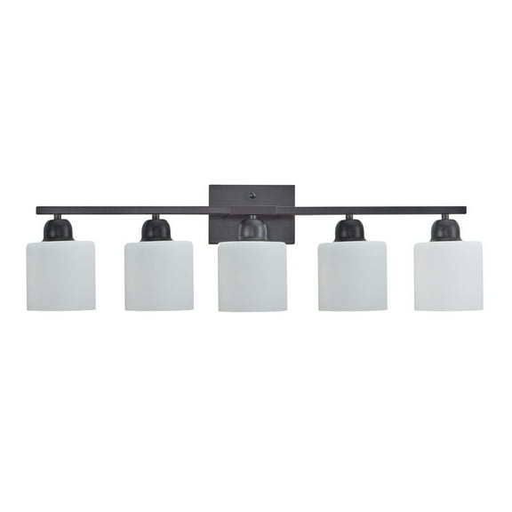 31.5" Black 5-Light Bathroom Vanity Light - ETL Certified Modern Sconce with Frosted Glass Shades for Mirror (Bulbs Not Included)