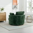 thumbnail image 3 of 42"W Oversized Swivel Barrel Chair,Soft Chenille Accent Barrel Sofa Chair with 3 Pillows,360 Degree Swivel Round Sofa Armchair for Bedroom Living Room Lounge Hotel,Green, 3 of 8