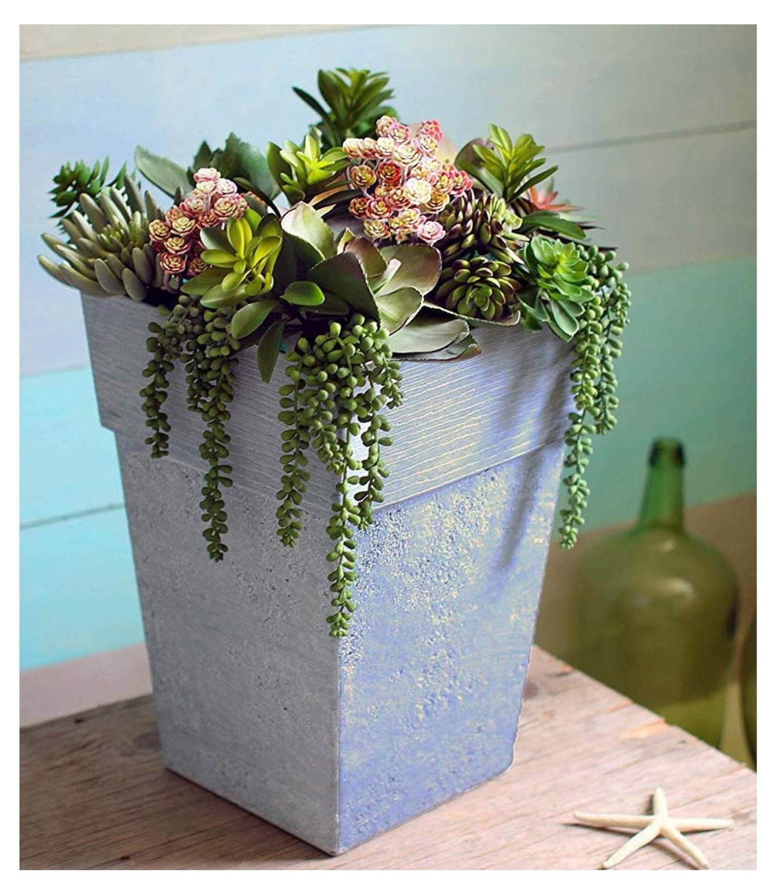 22 Inch Avino Tall Square Planter - Decorative Indoor Outdoor Plant Pot for Front Porch, Deck, Patio and Home, Oxidized Black