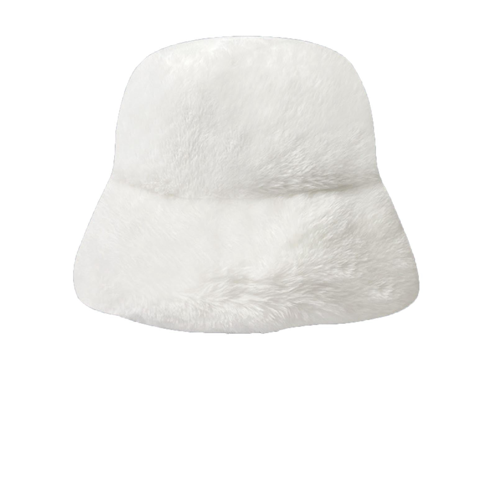 1686 Faux Fur Bucket Hat for Winter Fuzzy Fluffy Warm Fisherman CapWhite 61GX5-Wew3L.jpg main image 2