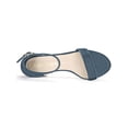 thumbnail image 4 of BLISSFUL STEP Women's Shoes Open Toe Mid Block Heel Ankle Strap Faux Suede Sandals Blue 7, 4 of 8