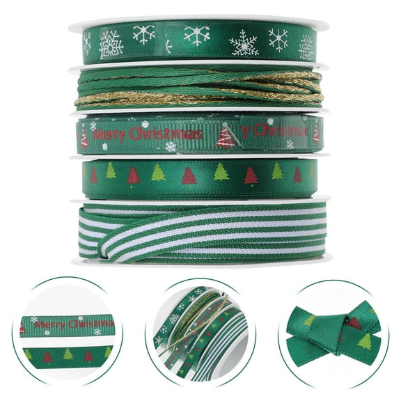 SASABAXI Holiday Polyester Ribbon Assorted Color 5Pcs 19.7X0.8X0.04In