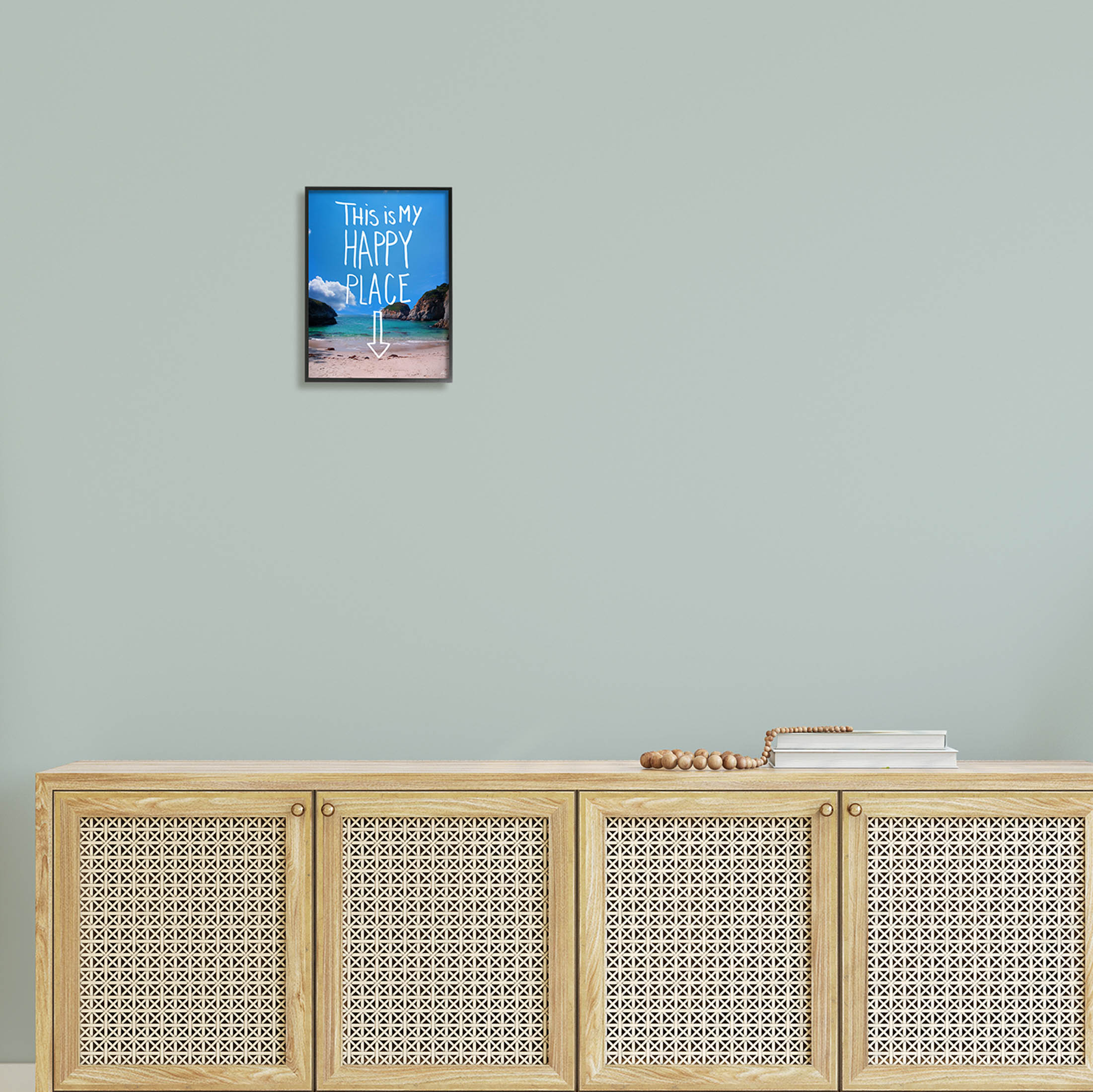 Stupell Industries My Happy Place Summer Beach Graphic Art Black Framed Art Print Wall Art, Design by K. Kaufman