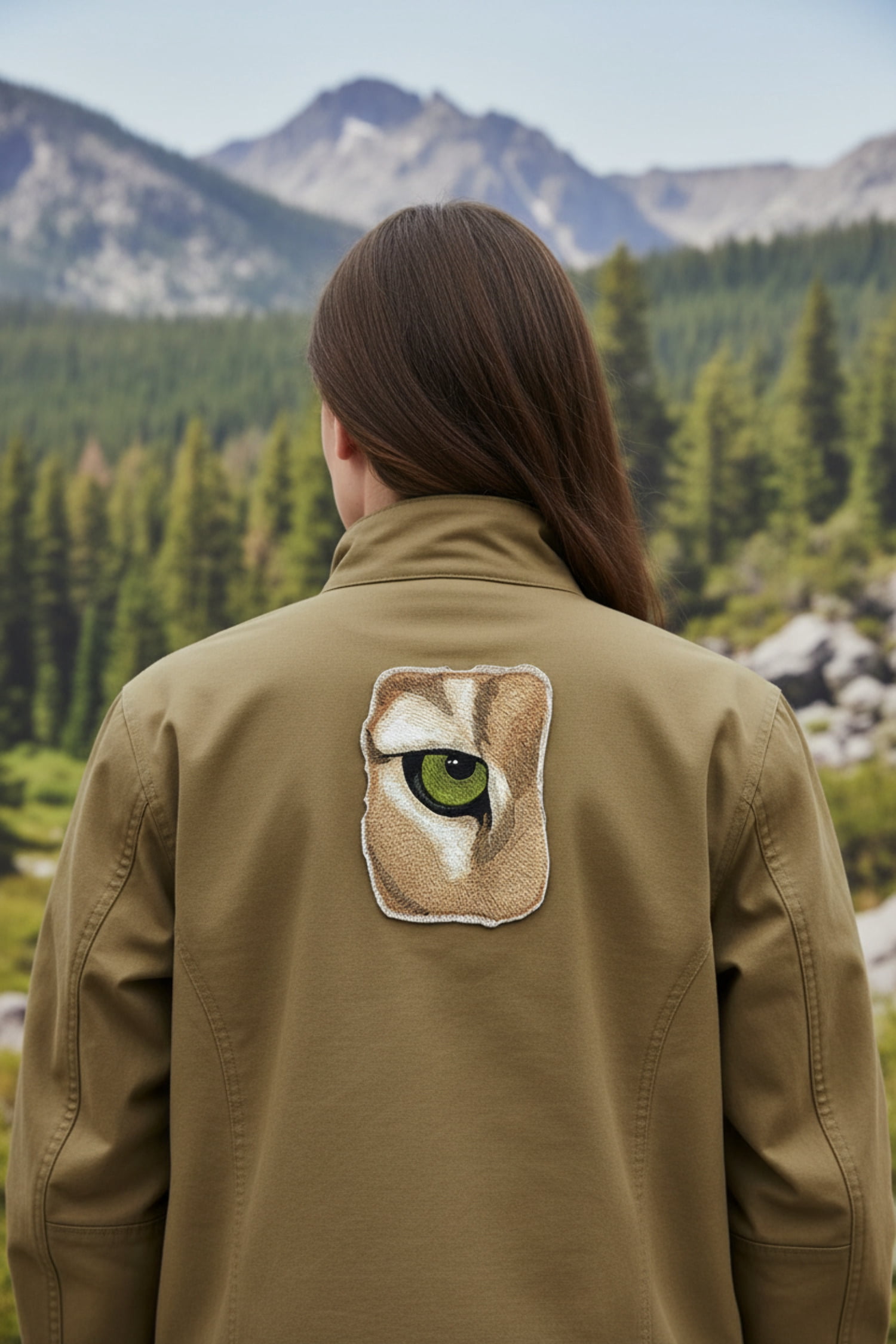 BeyondVision Custom and Unique Eye of Cougar Embroidered Iron on/Sew Patch [7" 5"]