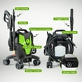 thumbnail image 3 of Topcobe 2400 PSI Electric Pressure Washer with 4 Universal Wheels, Steamer for Cleaning Floor, Upholstery, Grout and Car, Green, 3 of 9