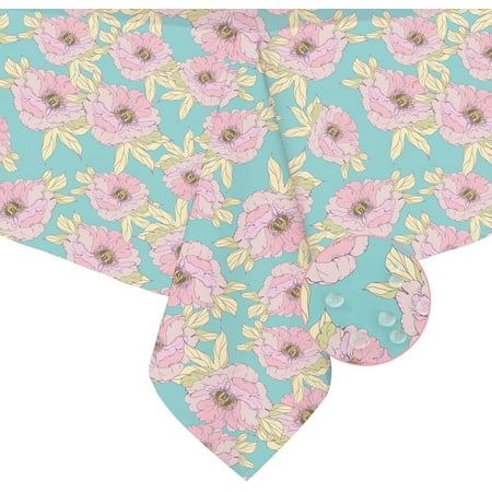 

Pink Rectangle Tablecloth Floral Tablecloth Pink Flowers Print Table Cloth Spring Summer Waterproof Wrinkle Free Rectangle Tablecloth for Rectangle Tables 60 X 84 60 X 102 60 X 120 Inch