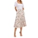 thumbnail image 2 of Falda Floral de Chiffon para Mujeres Inspire Chic, Falda Midi Bohemia de Volantes en Capas, L Beige-1, 2 of 6