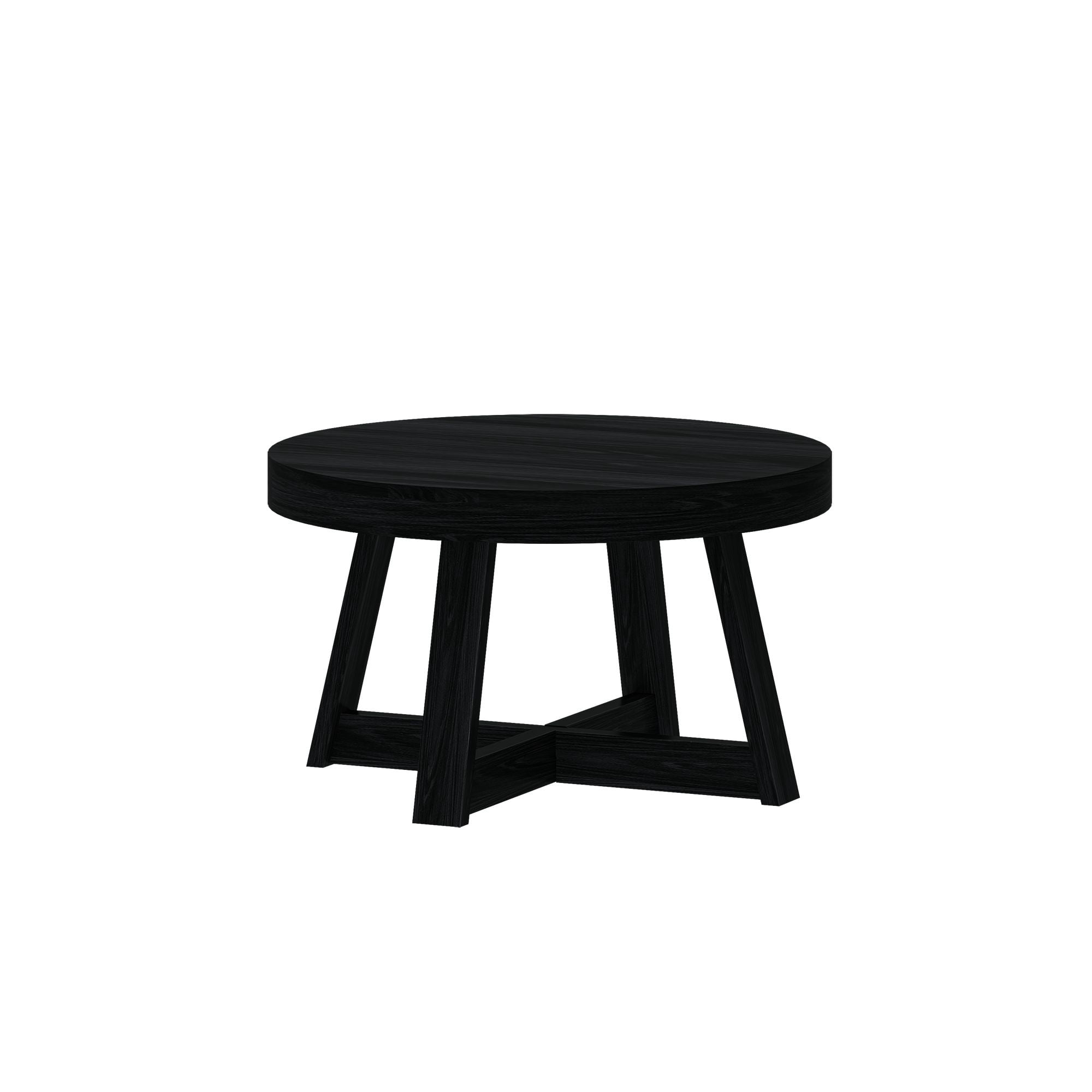 Plank+Beam Classic Solid Wood Round Coffee Table, 30" Farmhouse Table for Living Room