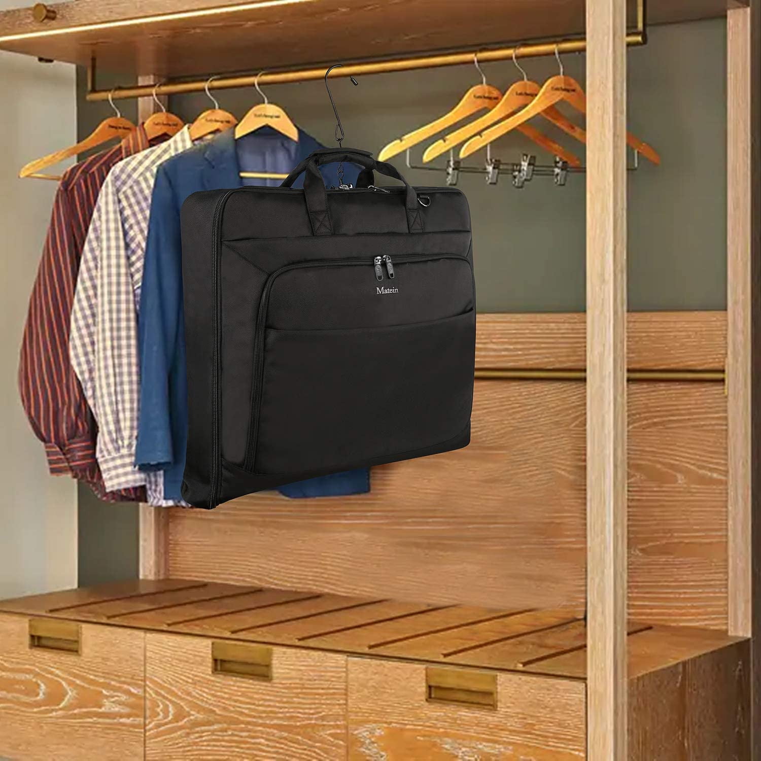 Matein Large Carry on Garment Bags for Travel, Water Resistant Hanging Suit Bag for Men Women