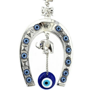 Turkish Blue Evil Eye Horseshoe Lucky Elephant Wall Car Hanging Amulet Decor for Protection