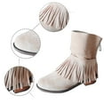 thumbnail image 6 of Women's Fringe Suede Boots, Fashion Mid Calf Tall Boots with Rear Zipper, Comfortable Fall and Winter Casual Footwear, 6 of 9