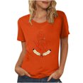 thumbnail image 1 of Dadaria T-Shirt Femme Orange Manches Courtes Col Rond Été Chandail Blouses 2TG, 1 of 5