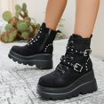 thumbnail image 5 of Tawop Womans Boots Ankle Thick Sole Lace Up Round Toe Winter Black Boots Combat, 5 of 9
