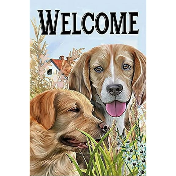Harvest Dogs Welcome Garden Flag – 12" x 18", Double Sided, Beagle, Golden Retriever, Fall, Autumn Harvest, Thanksgiving, Home Décor