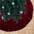 thumbnail image 2 of Red Velvet Christmas Tree Skirt, 48-Inch Ruffled Holiday Tree Skirt for 6ft 7.5ft Trees, Vintage Christmas Decor Base Cover, Soft Festive Home Décor & Gift Idea, 2 of 6