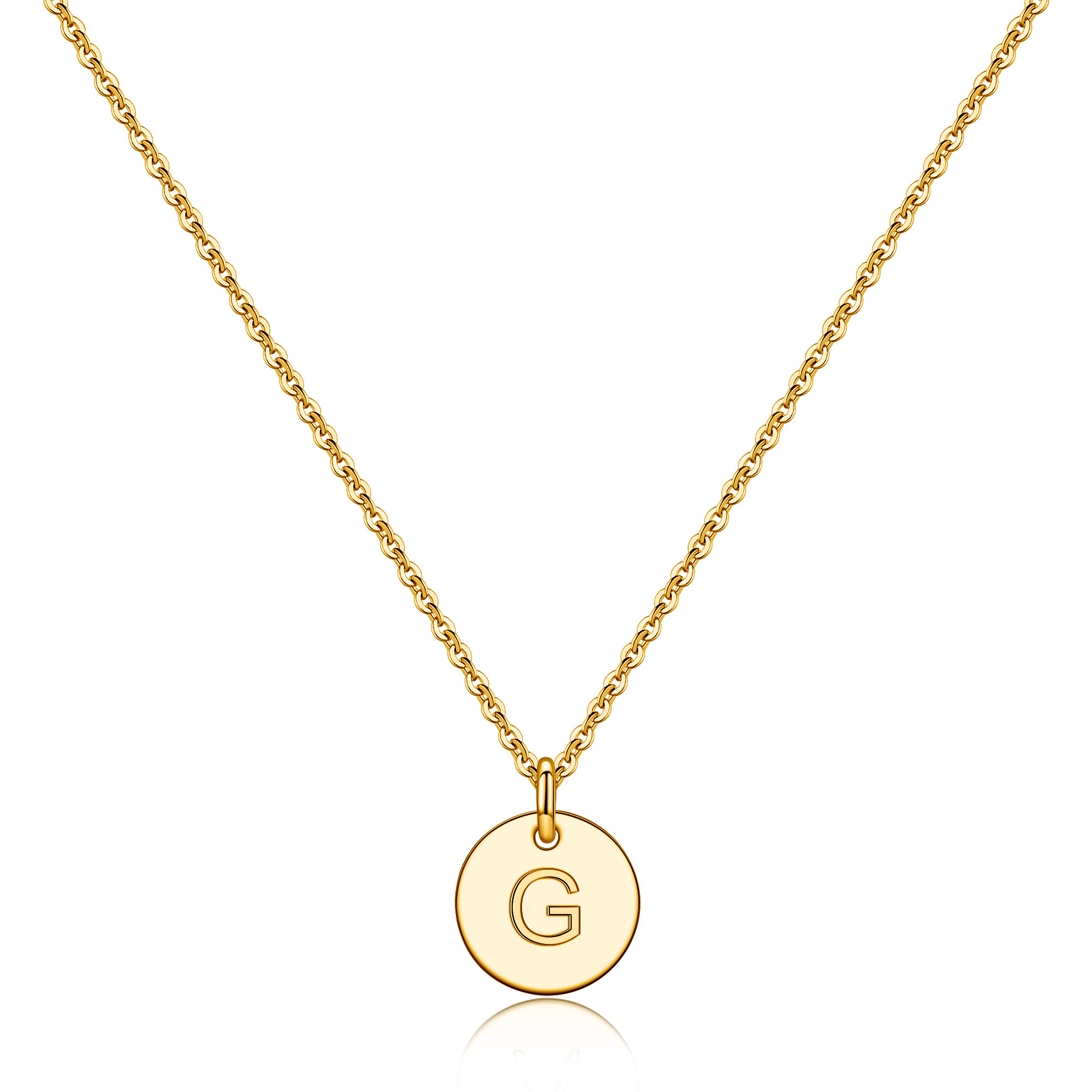 Yetseel Tiny Gold Disk Initial Necklace 
