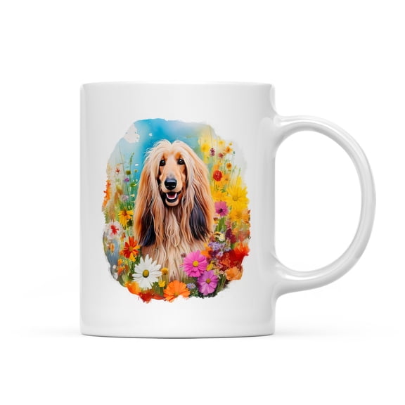 Welcome Spring Summer Afghan Hound Portrait Flower Blue Sky Mug Dog Lover Coffee Tea Cup - 12001