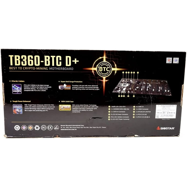 Biostar TB360-BTC D+ LGA1151 Supports 14nm Intel B360, PCIe up to 8 slots,  DDR4-2666 Motherboard (Best to Crypto-Mining) - Walmart.com