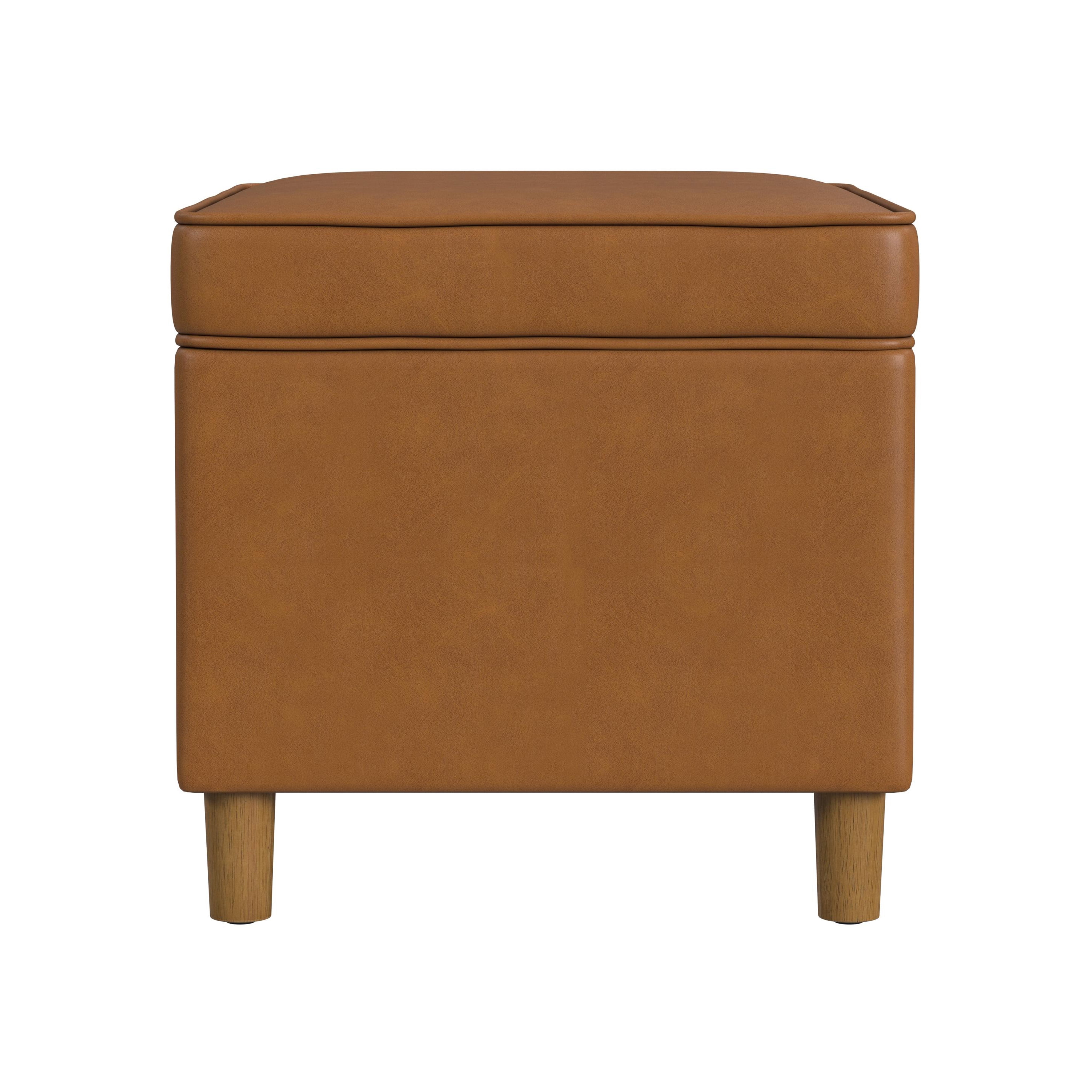 HomePop Dinah Storage Ottoman, Carmel faux leather