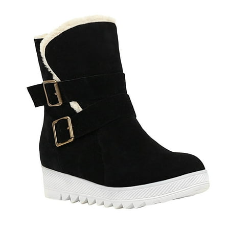 

AnuirheiH Snow Boots Fall And Winter Round Toe Warm Furry Short Boots Large Size Boots Women Shoes Boots 4$ off 2nd item