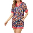 thumbnail image 1 of Silk Satin Pajama Sets for Women Two Piece Short Sleeve Sleepwear Tie Dye Soft Loungewear Button Down Pj Set, 1 of 6