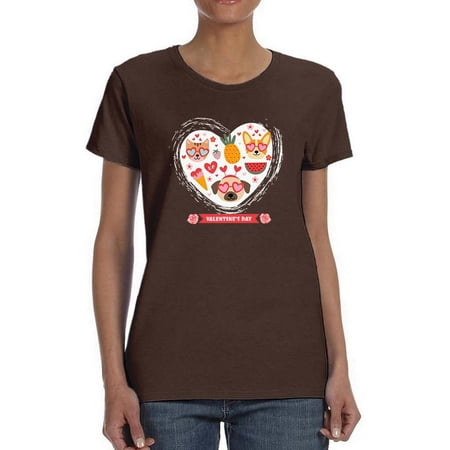 Valentine s Day Cute Pets T-Shirt Women -Image by Shutterstock Female Medium