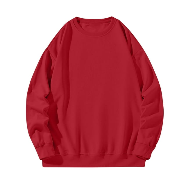 Jalioing Chandail en Molleton à Manches Longues pour Hommes Couleur Unie Col Rond Basique Classique Décontracté Automne Hiver Chandail