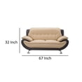 thumbnail image 5 of Benjara BM319236 67 in. Diana 2 Tone Brown & Beige Genuine Leather Chrome Pillow Arms Loveseat, 5 of 6