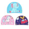 thumbnail image 1 of Gorros De Piscina De Poliéster Para Niños, Protección Impermeable Para Las Orejas, Gorro De Baño Con Estampado De Animales, Suministros Para La Cabeza De Buceo 3 Piezas Eigraketly AP005659-00, 1 of 6